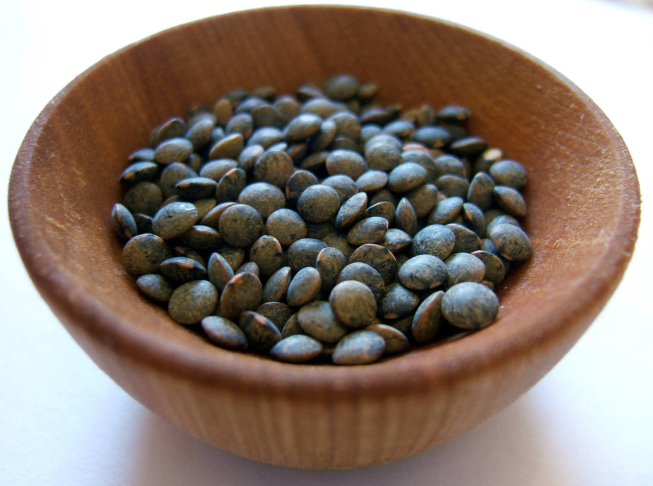black lentils, wooden bowl, dark green lentils, Full HD Desktop Wallpaper