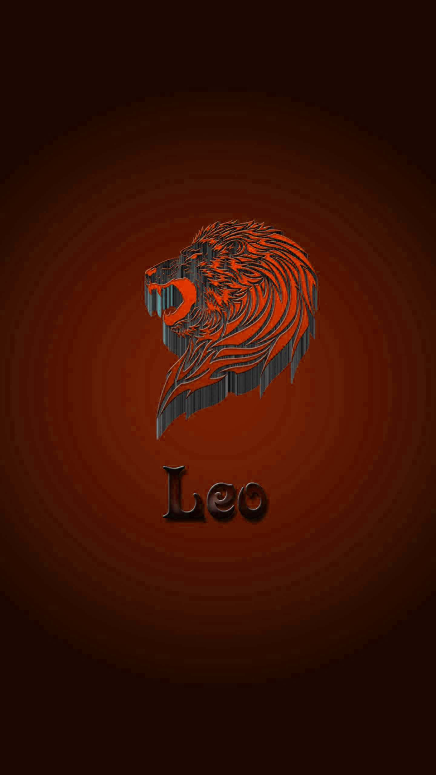 Leo, fiery orange, dark gray, 2K Phone Wallpaper