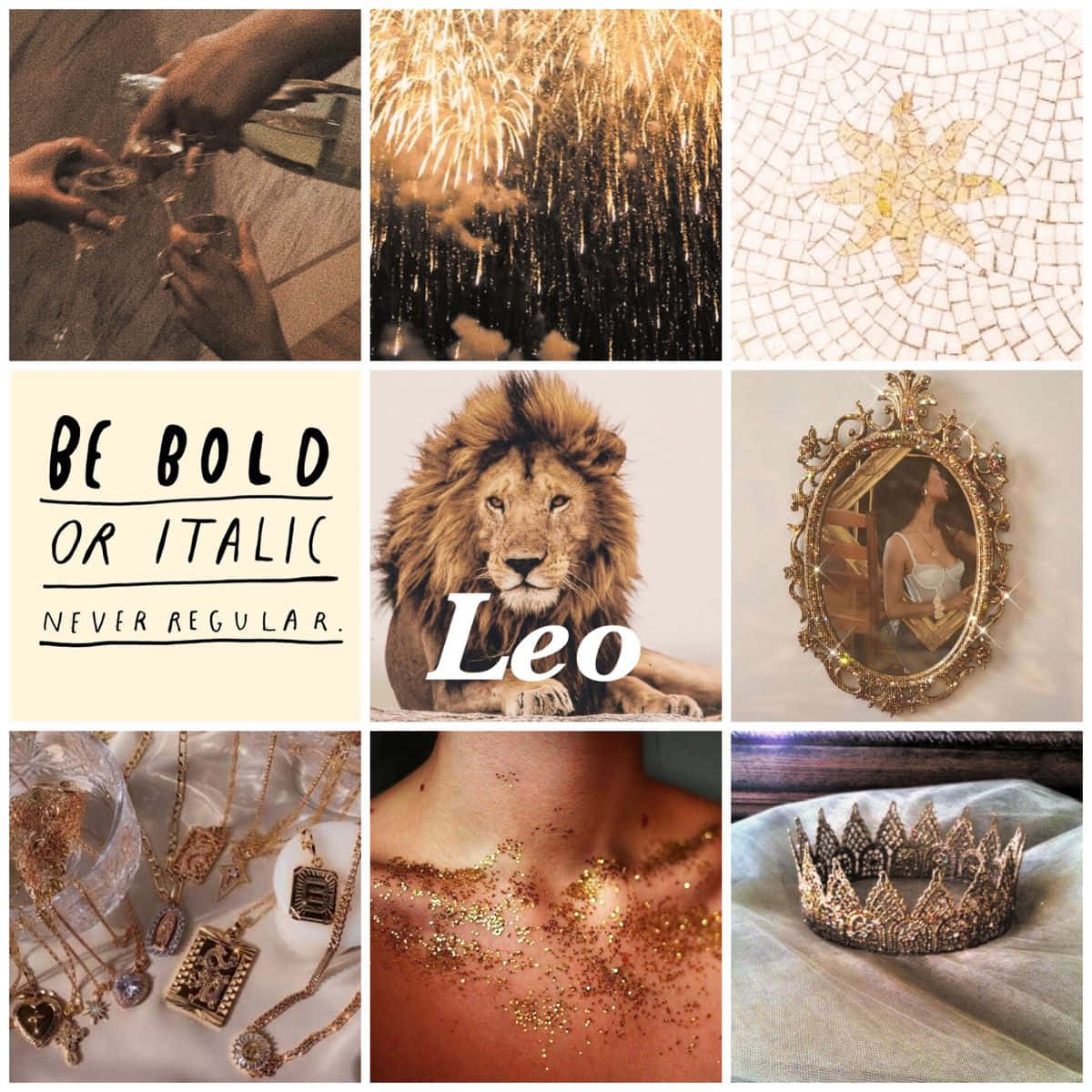 Leo Aesthetic, gold jewelry, lion portrait, SD Desktop Wallpaper