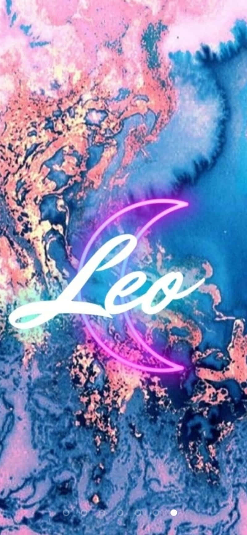 Leo, neon crescent moon, cosmic swirls, HD Phone Wallpaper