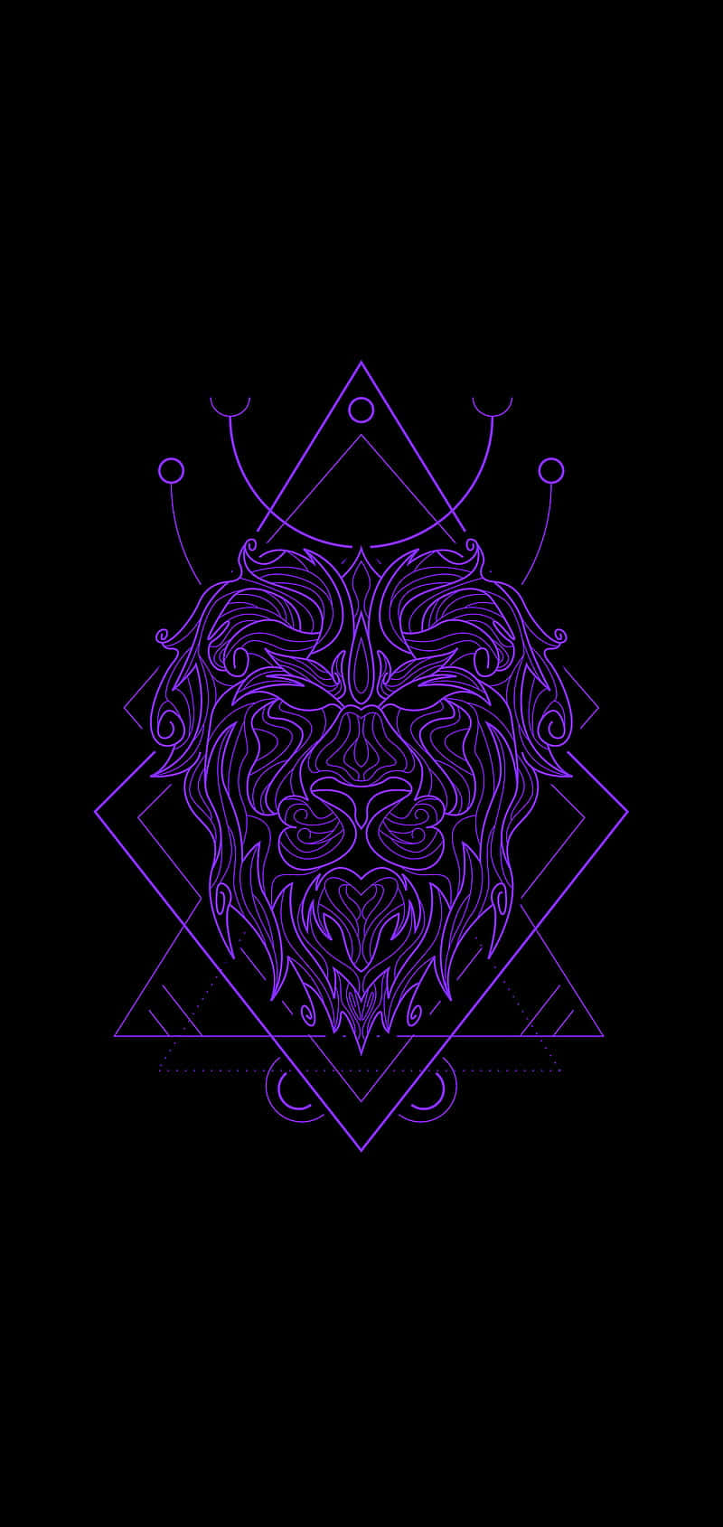 Leo zodiac sign, glowing purple, geometric lion head, HD Phone Wallpaper