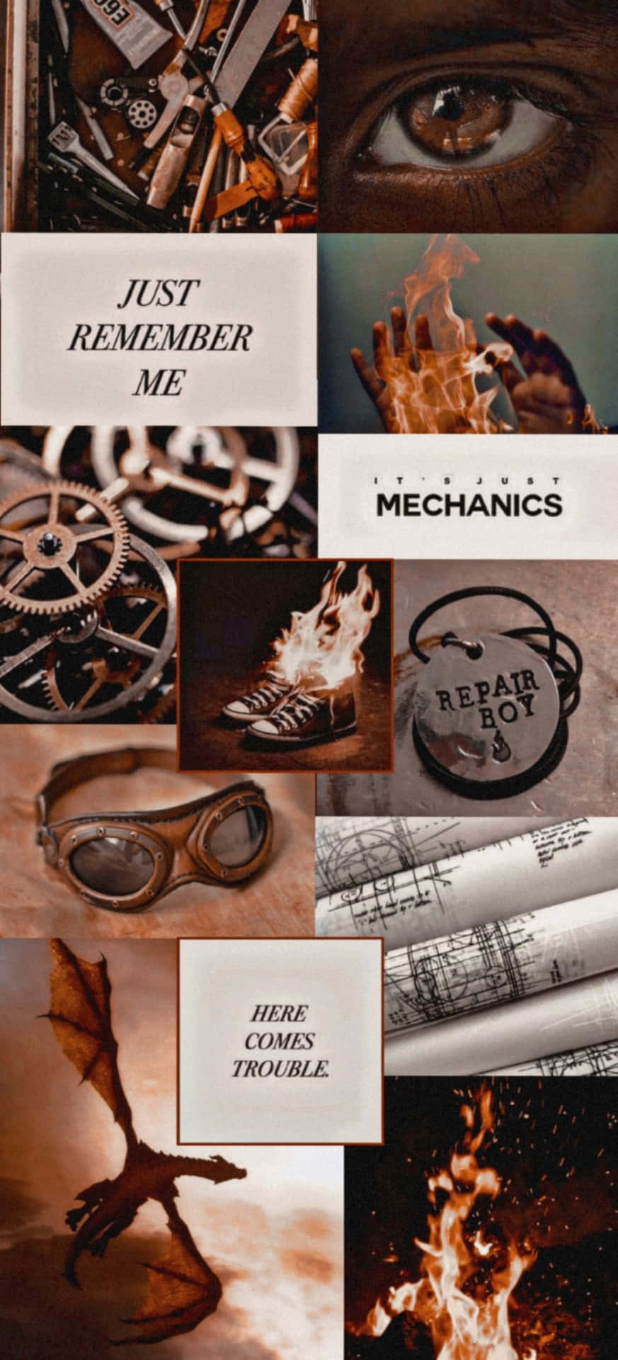 Leo Aesthetic, mechanical gears, flames, Full HD Phone Wallpaper