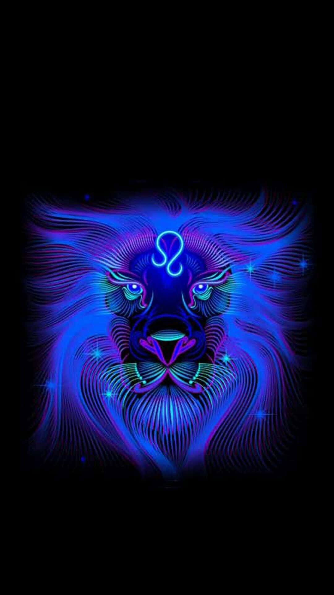Neon Blue, Leo, zodiac symbol, Full HD Phone Wallpaper