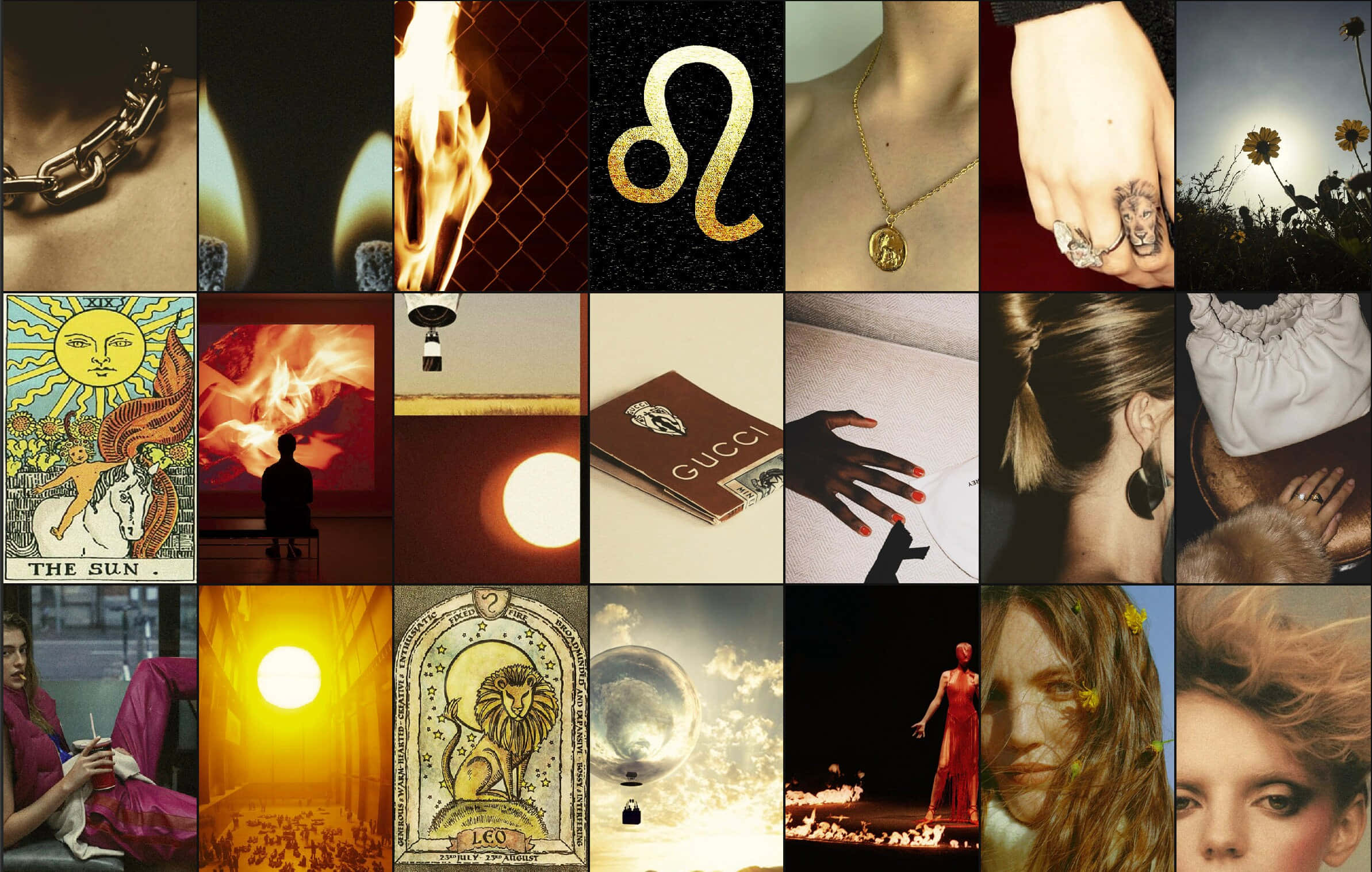 Leo Aesthetic, luxury fashion accessories, astrology symbols, Full HD Desktop Wallpaper
