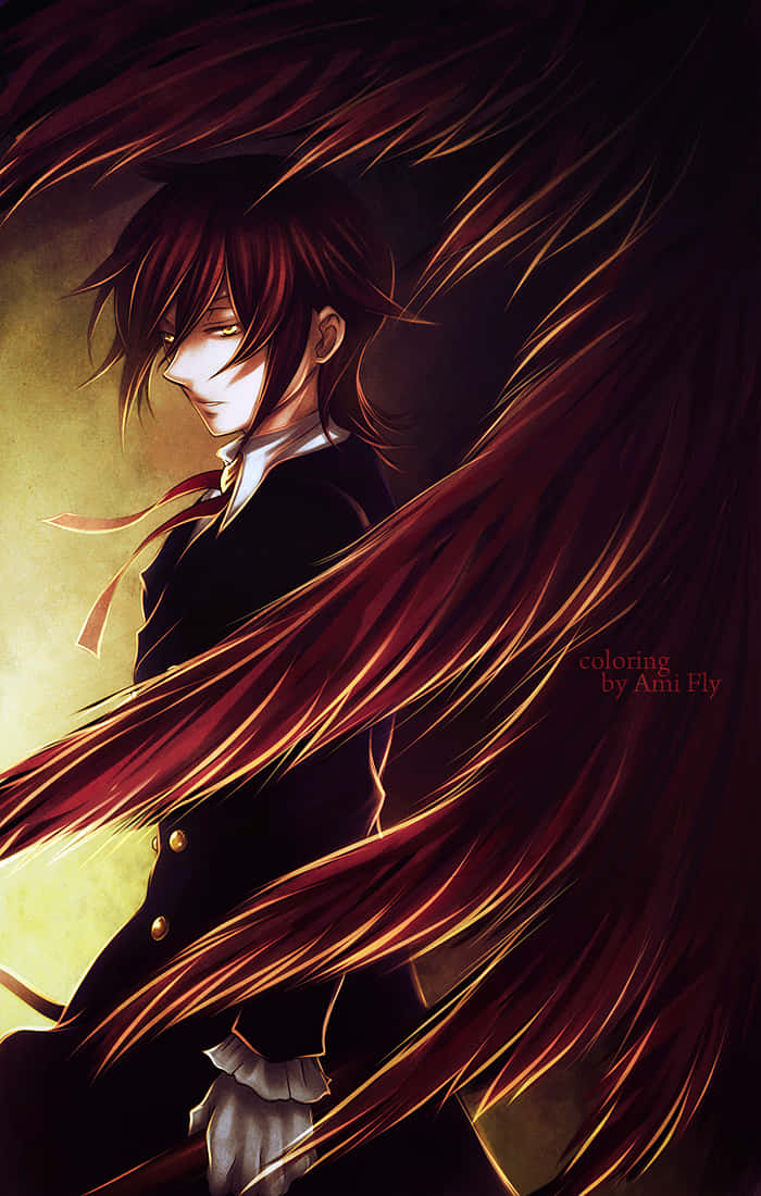 Leo Baskerville, long flowing red hair, dark coat, SD Phone Wallpaper