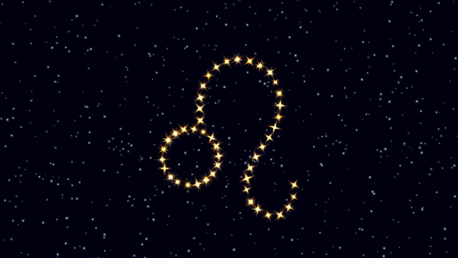 Leo Zodiac, glowing golden zodiac sign, sparkling stars, Full HD Desktop Wallpaper