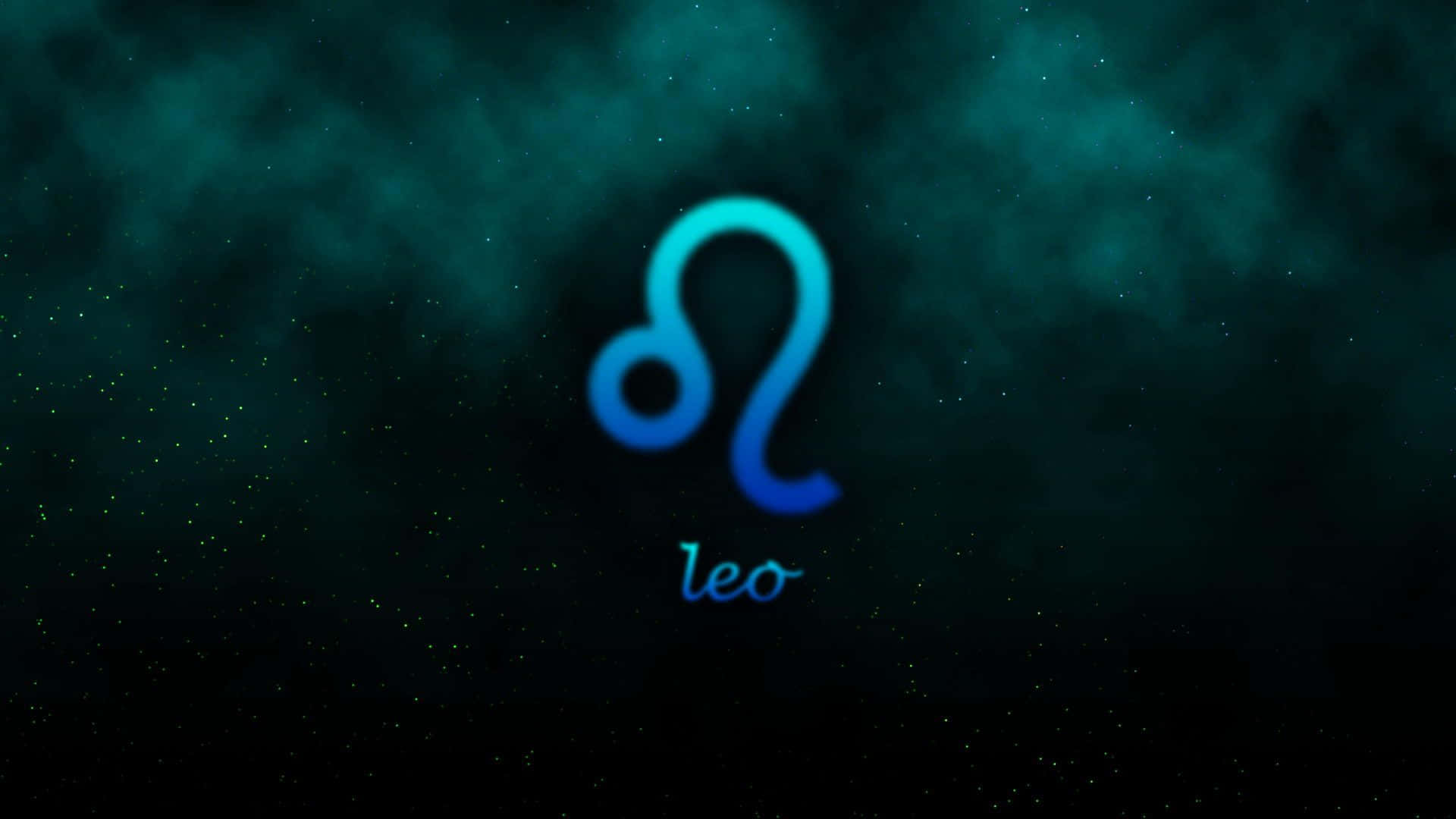 Leo Zodiac, glowing blue Leo zodiac symbol, dark teal starry cosmic background, Full HD Desktop Wallpaper