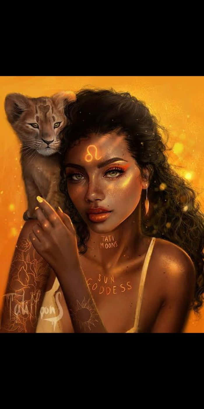Leo Zodiac, lion cub, glowing orange eyes, HD Phone Wallpaper