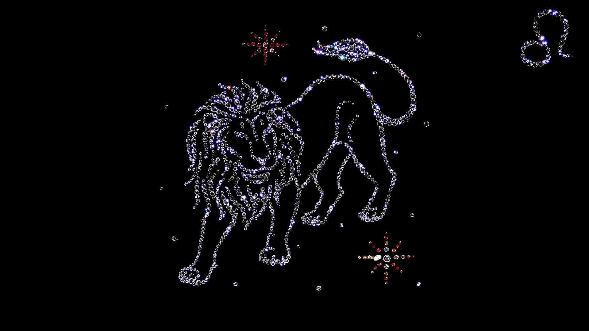 Leo Zodiac, lion constellation, sparkling gems, Full HD Desktop Wallpaper