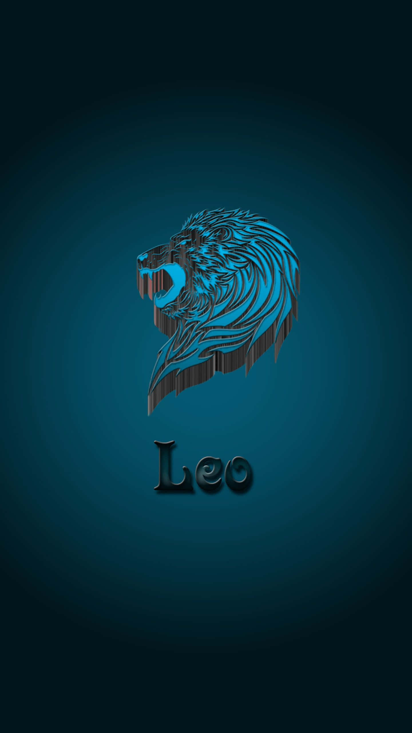 leo zodiac, blue lion head, geometric lines, 2K Phone Wallpaper