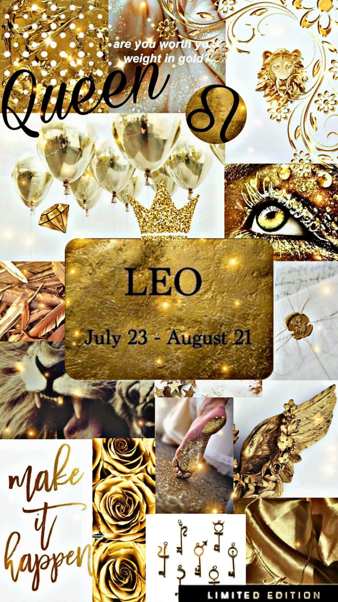 Leo Zodiac, golden, crowns, Full HD Phone Wallpaper