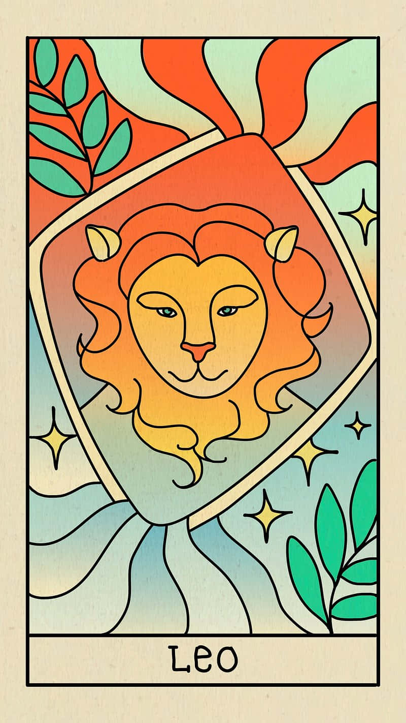 Leo Zodiac Sign, tarot card art, shield frame, HD Phone Wallpaper