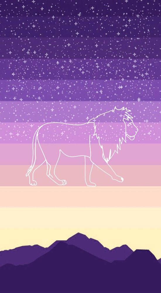 Leo, starry night sky, white line-drawn lion silhouette, SD Phone Wallpaper