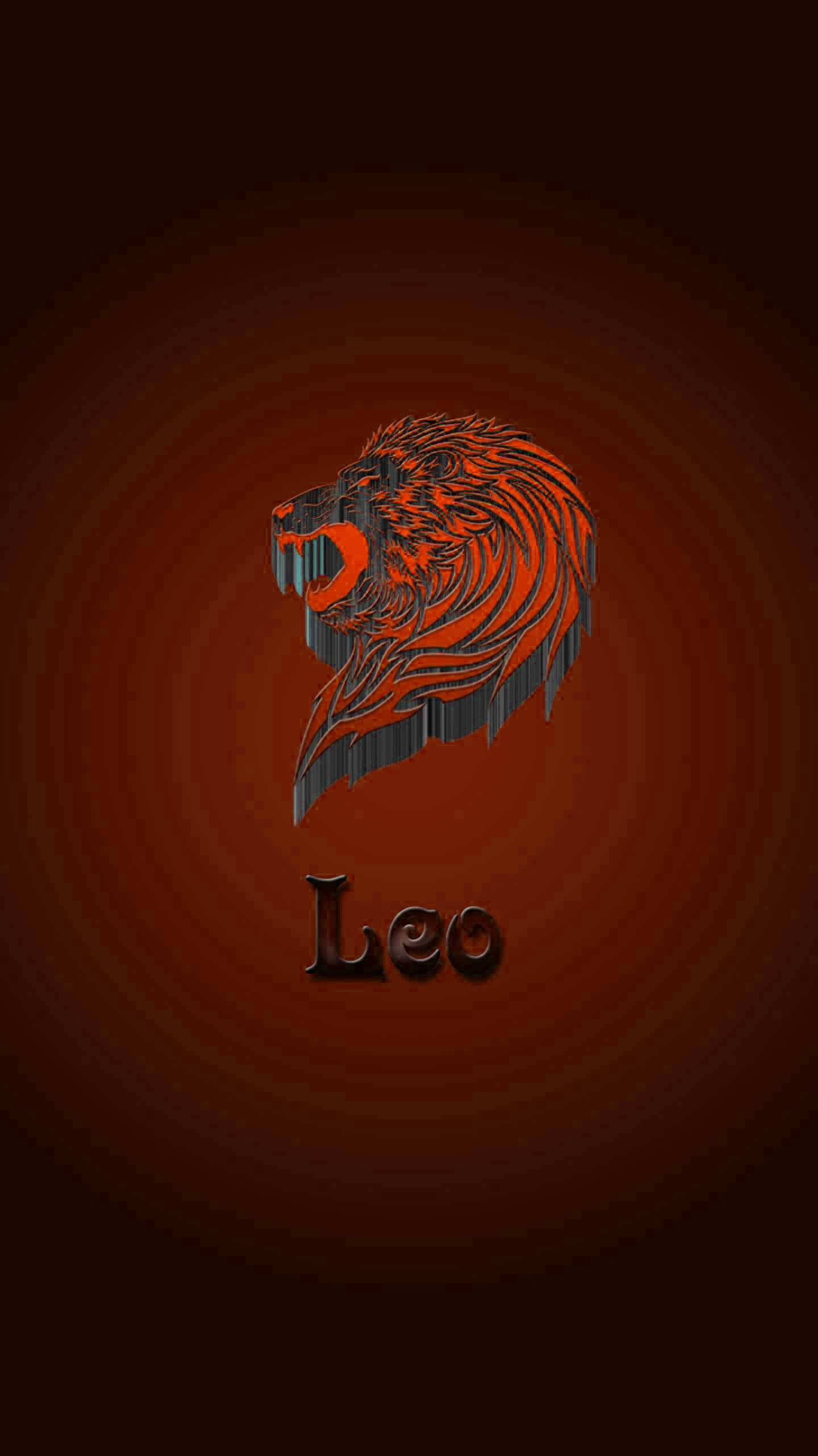 3D lion head, fiery orange, dark gray, 2K Phone Wallpaper