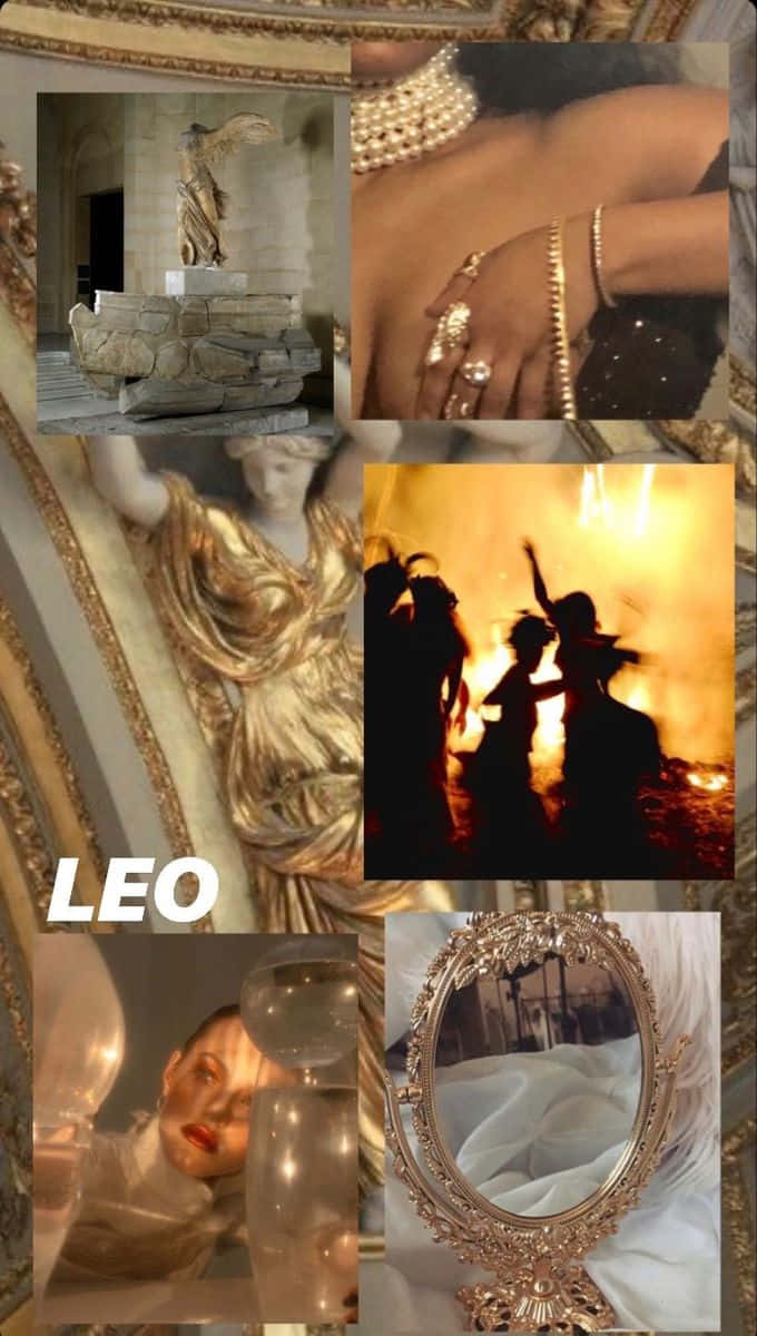 Leo, golden statues, pearl-adorned skin, SD Phone Wallpaper
