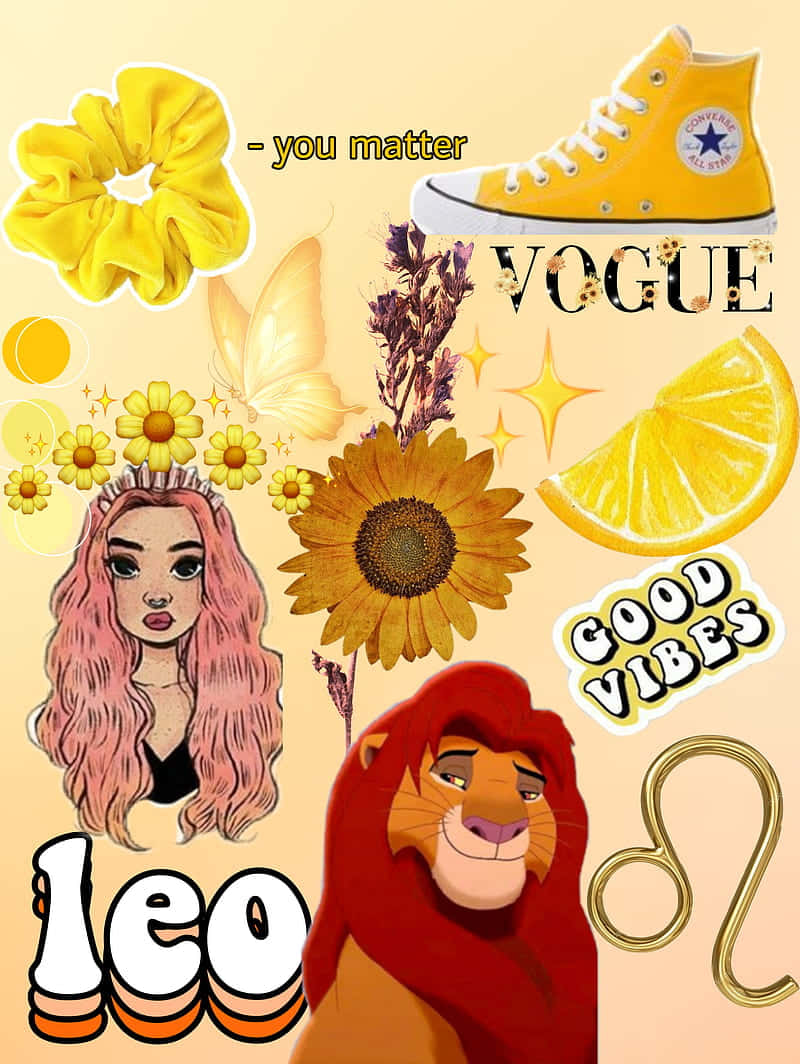 Leo Aesthetic, yellow-themed, lion, SD Phone Wallpaper