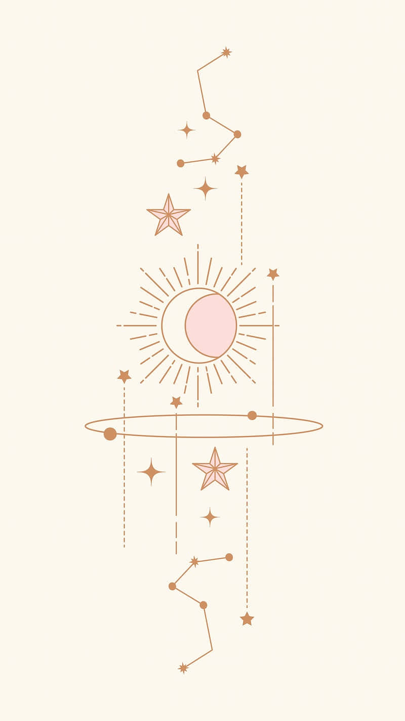 Leo Aesthetic, crescent moon, sun, HD Phone Wallpaper