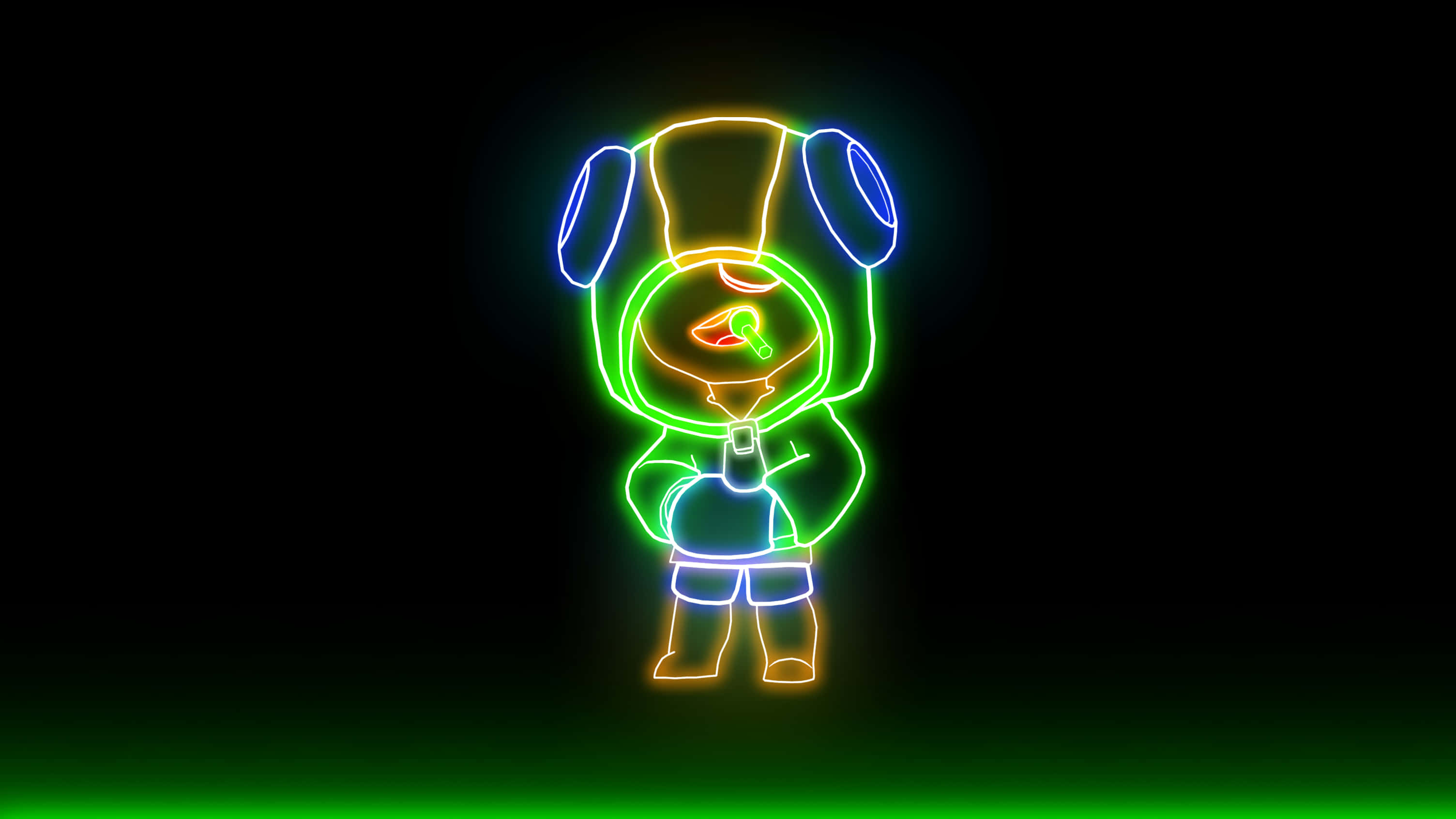 Neon Leon, Brawl Stars, vibrant green blue and yellow, 2K Desktop Wallpaper