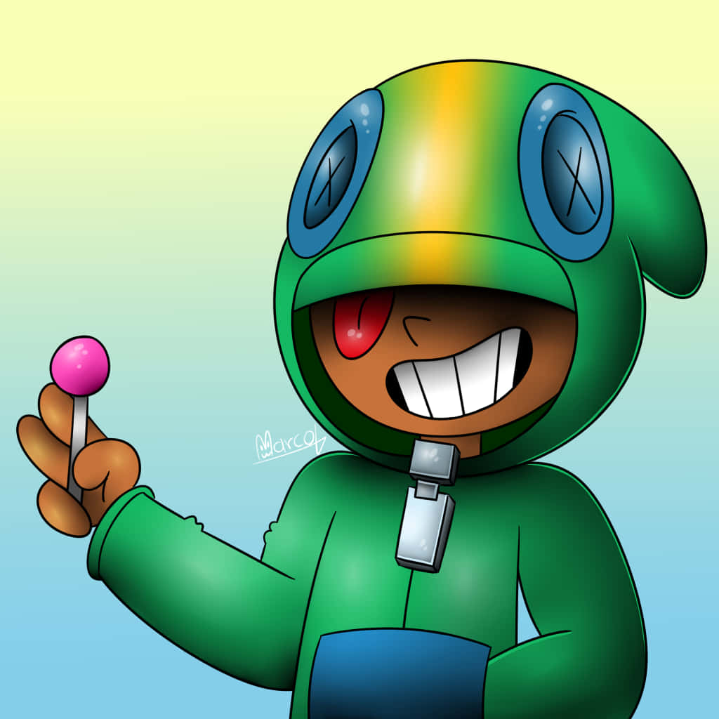 Leon Brawl Stars, green hooded suit, rainbow stripes, SD Desktop Wallpaper