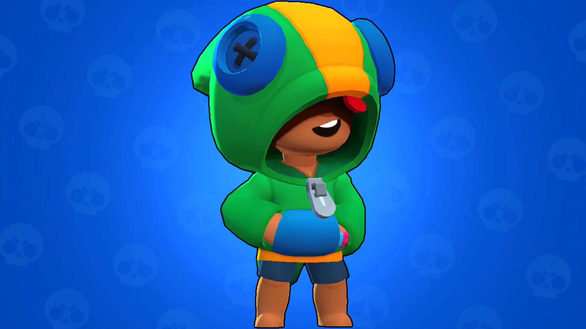 Leon Brawl Stars, green and yellow hoodie, blue accents, Full HD Desktop Wallpaper