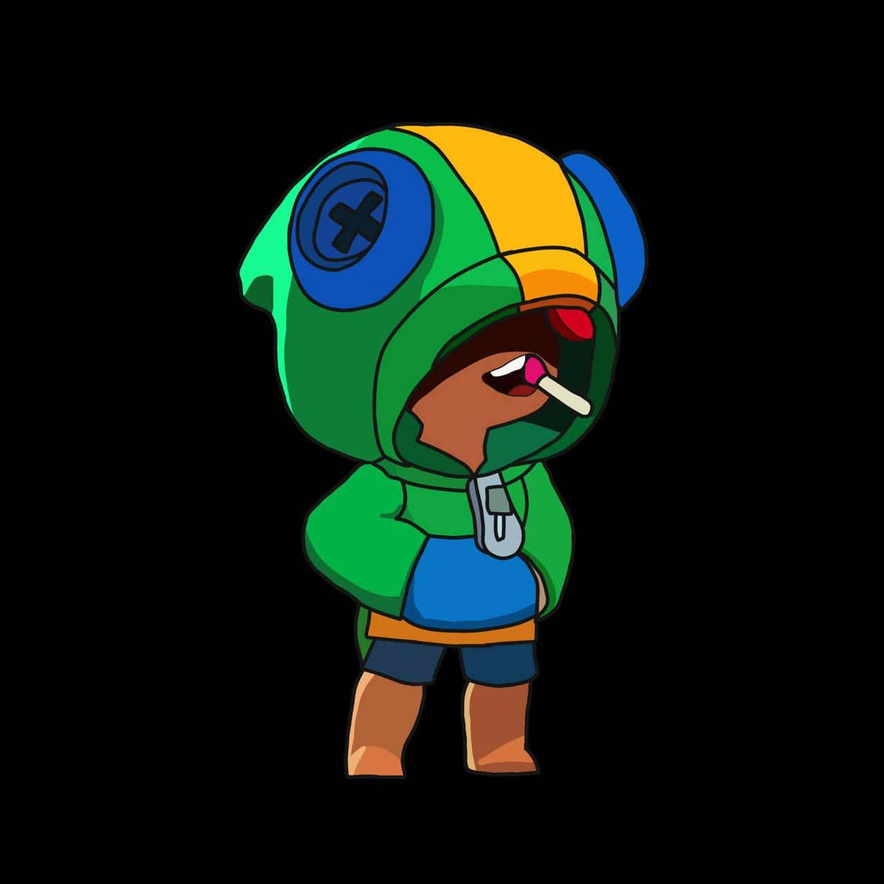 Leon Brawl Stars, green hooded outfit, blue cross emblem, HD Desktop Wallpaper