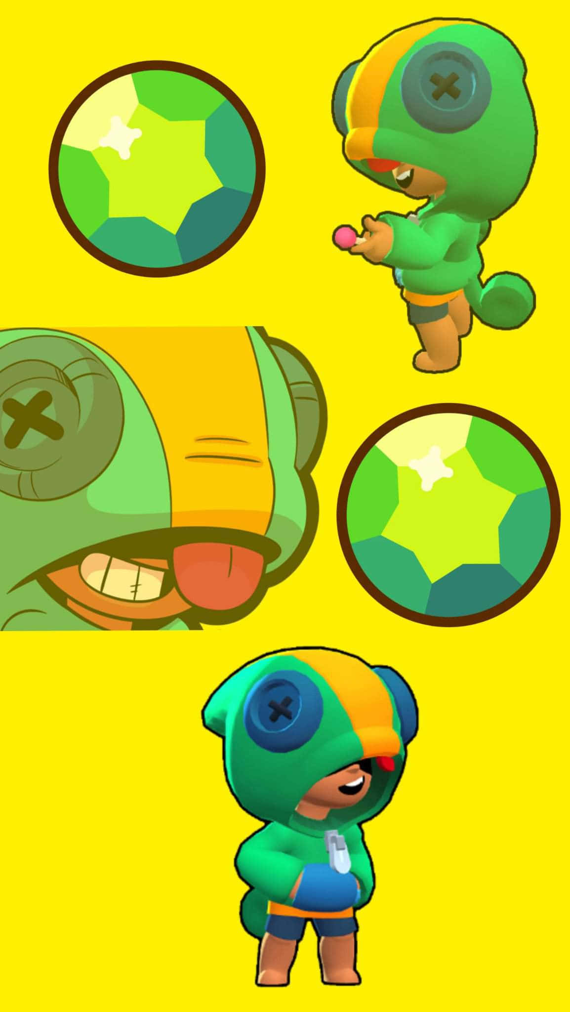Leon Brawl Stars, cartoon leon, star-shaped gem, Full HD Phone Wallpaper