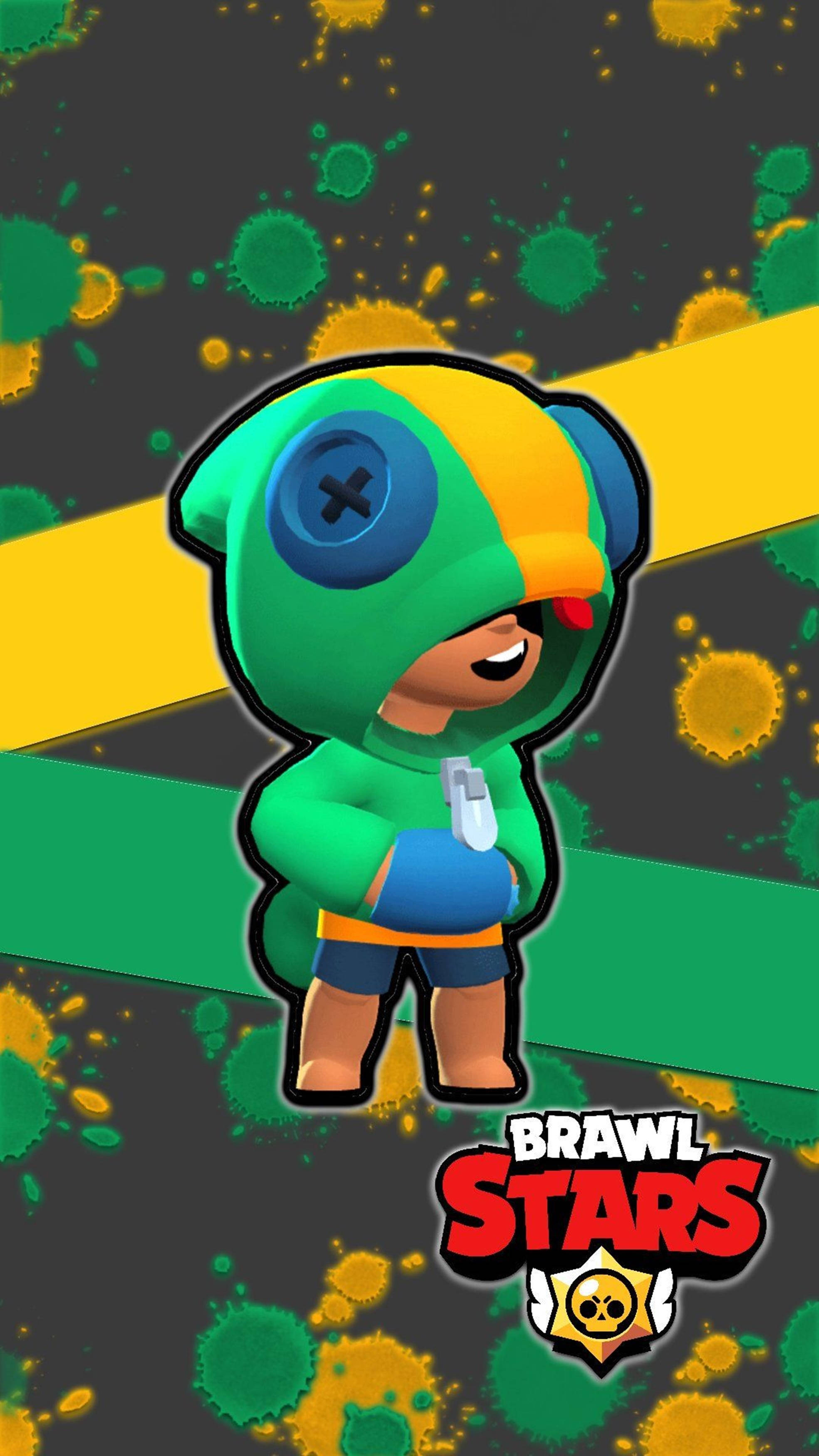Leon, Brawl Stars, green and yellow hoodie, 2K Phone Wallpaper