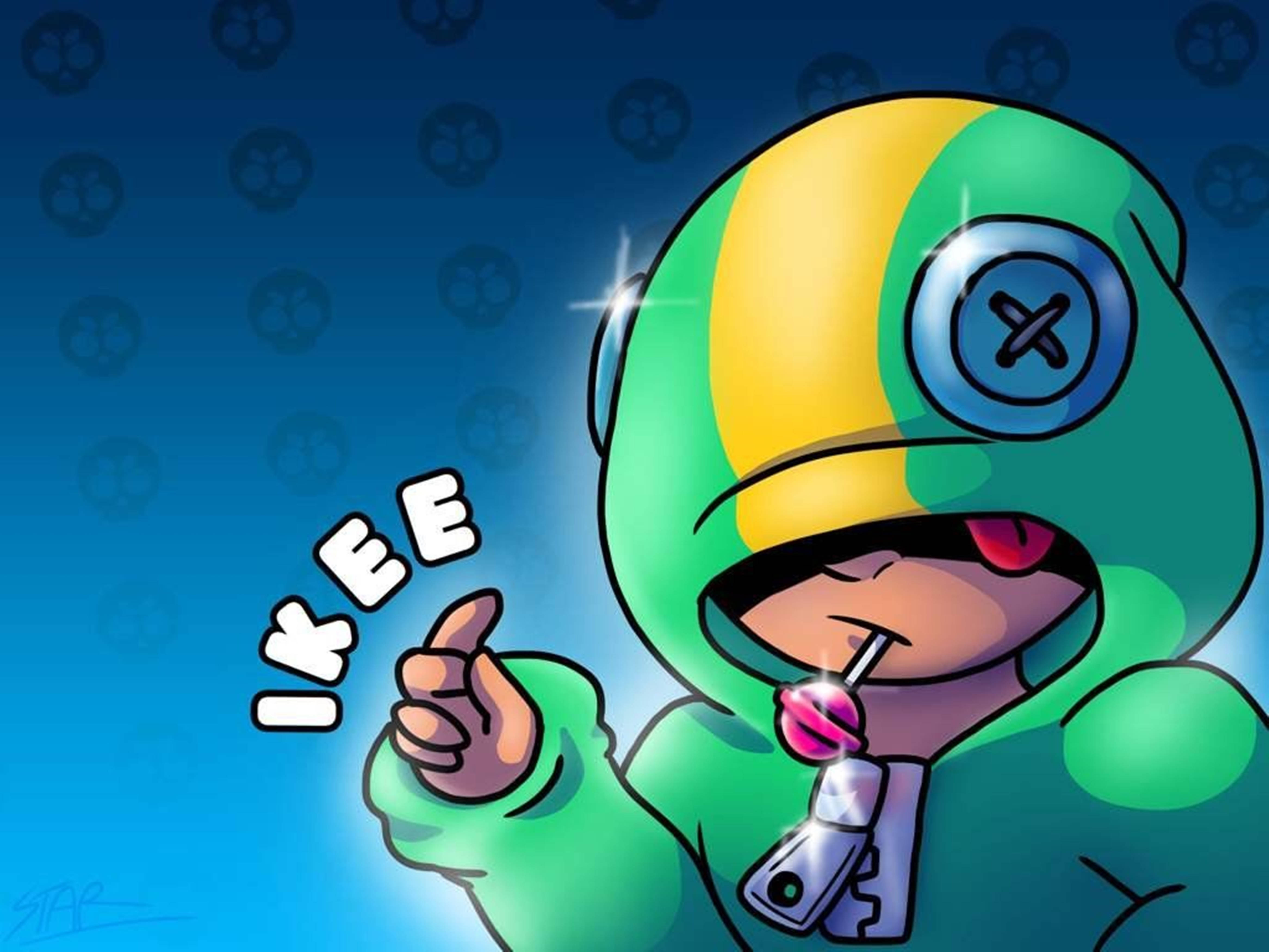 Leon Brawl Stars, green and yellow hooded outfit, lollipop, 4K Desktop Wallpaper