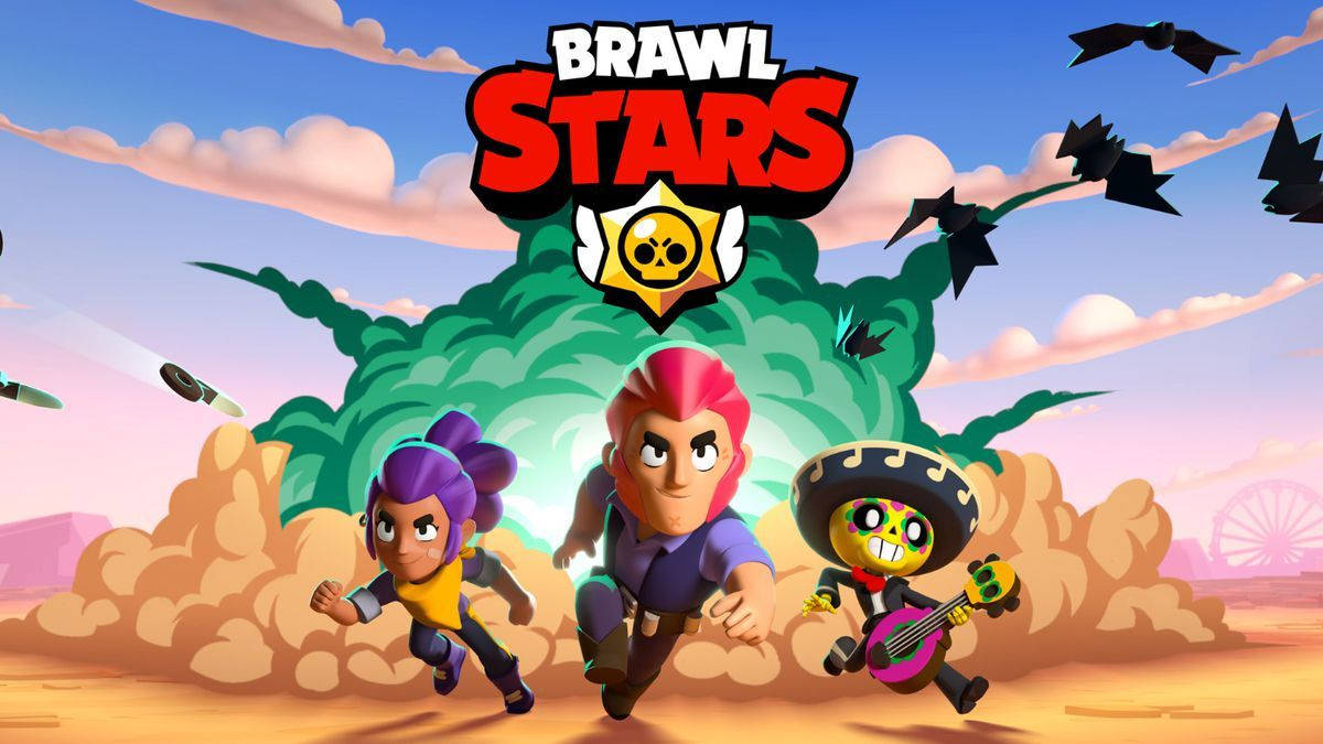 Brawl Stars, desert battlefield, vibrant sunset sky, SD Desktop Wallpaper