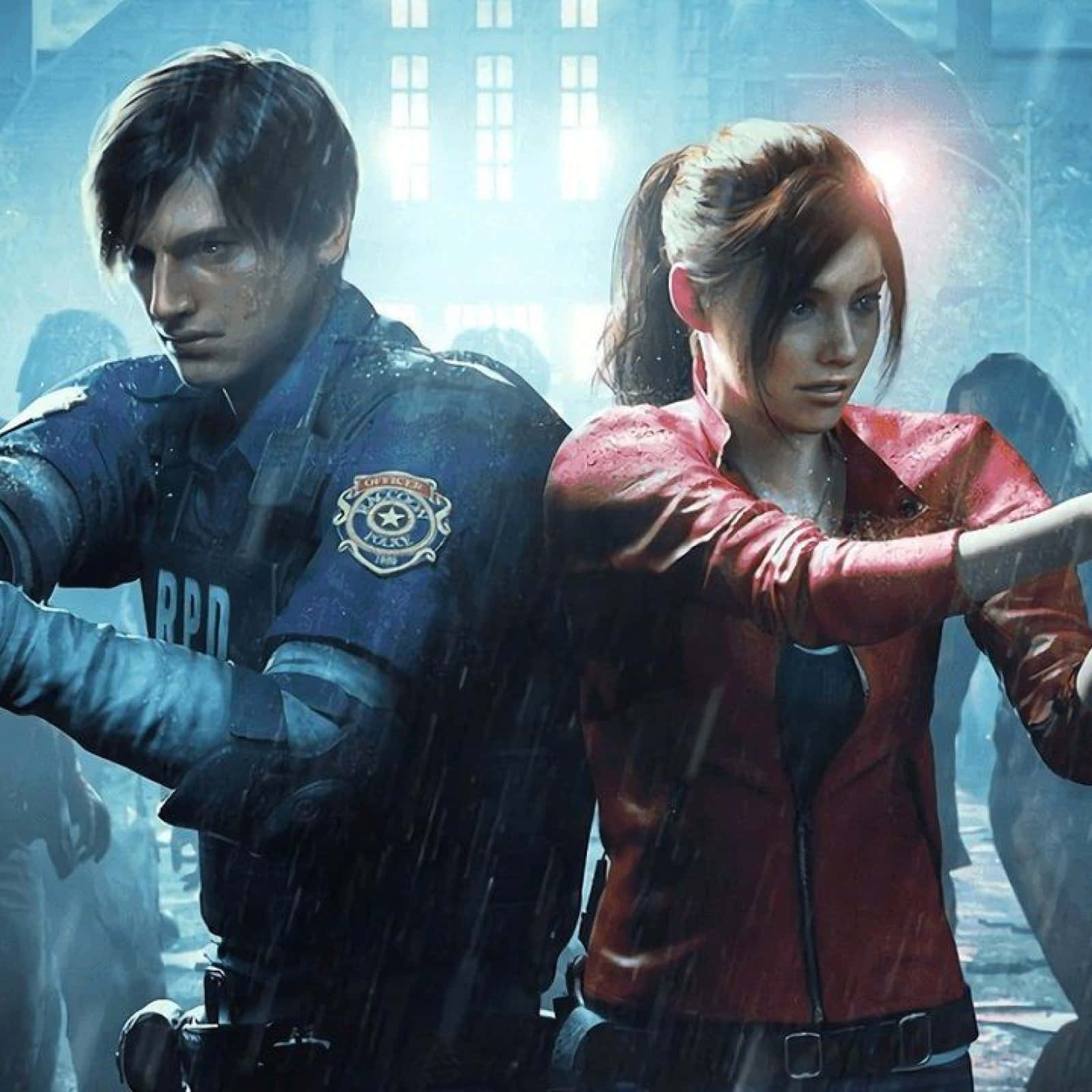 Leon Kennedy, Claire Redfield, rain soaked gear, HD Desktop Wallpaper