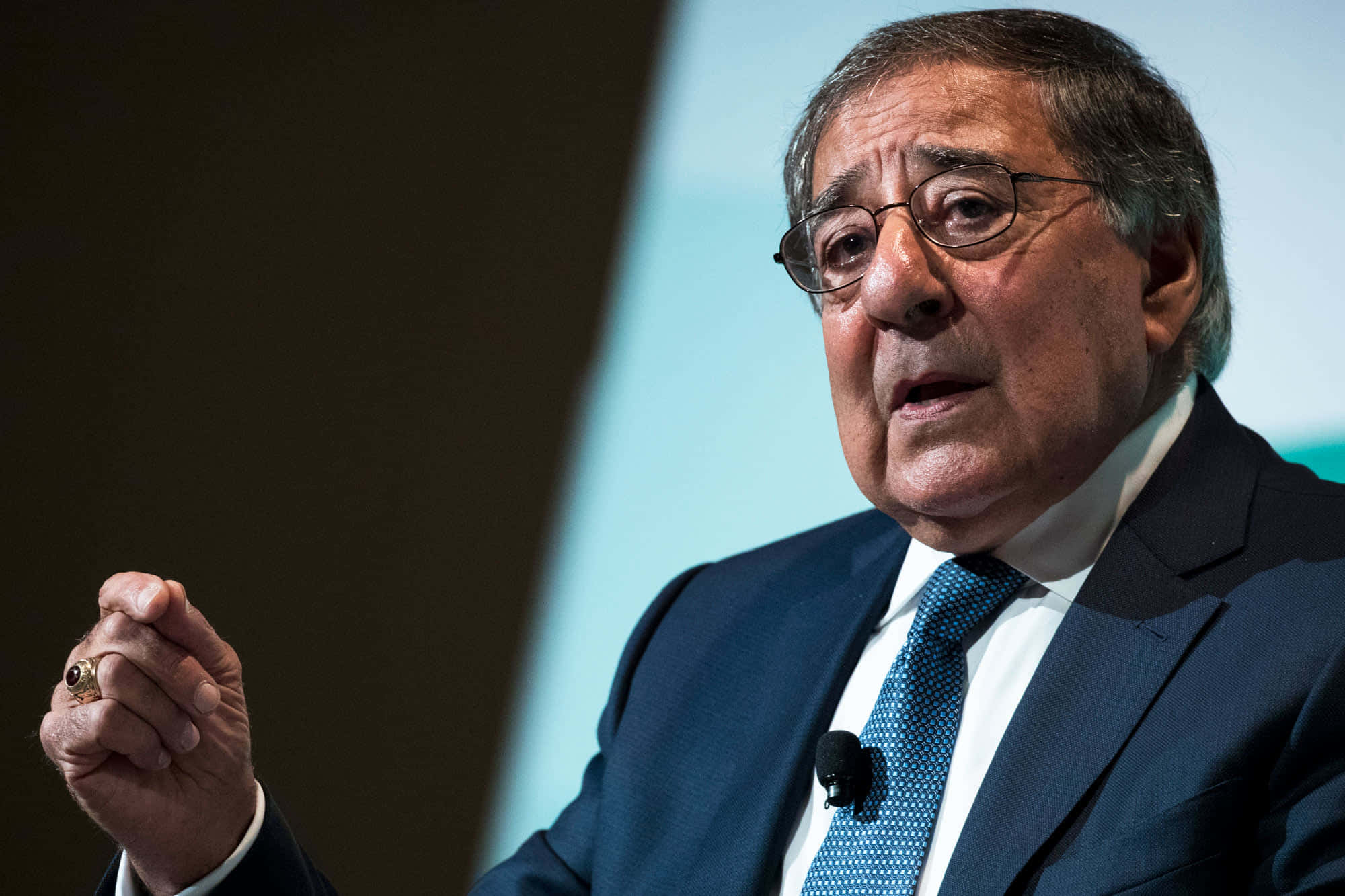 Leon Panetta, dark suit, blue tie, Full HD Desktop Wallpaper