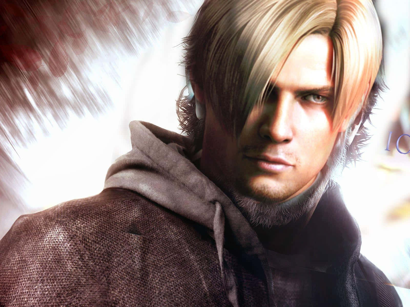 Leon S. Kennedy, brown hoodie, blurred motion background, HD Desktop Wallpaper