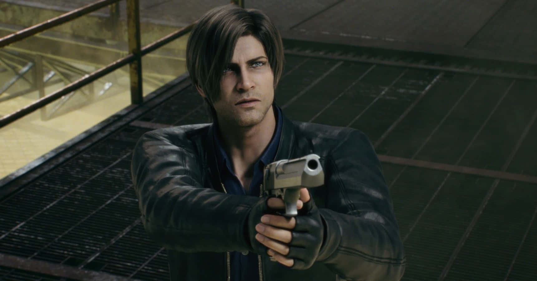 Leon S. Kennedy, leather jacket, silver handgun, HD Desktop Wallpaper