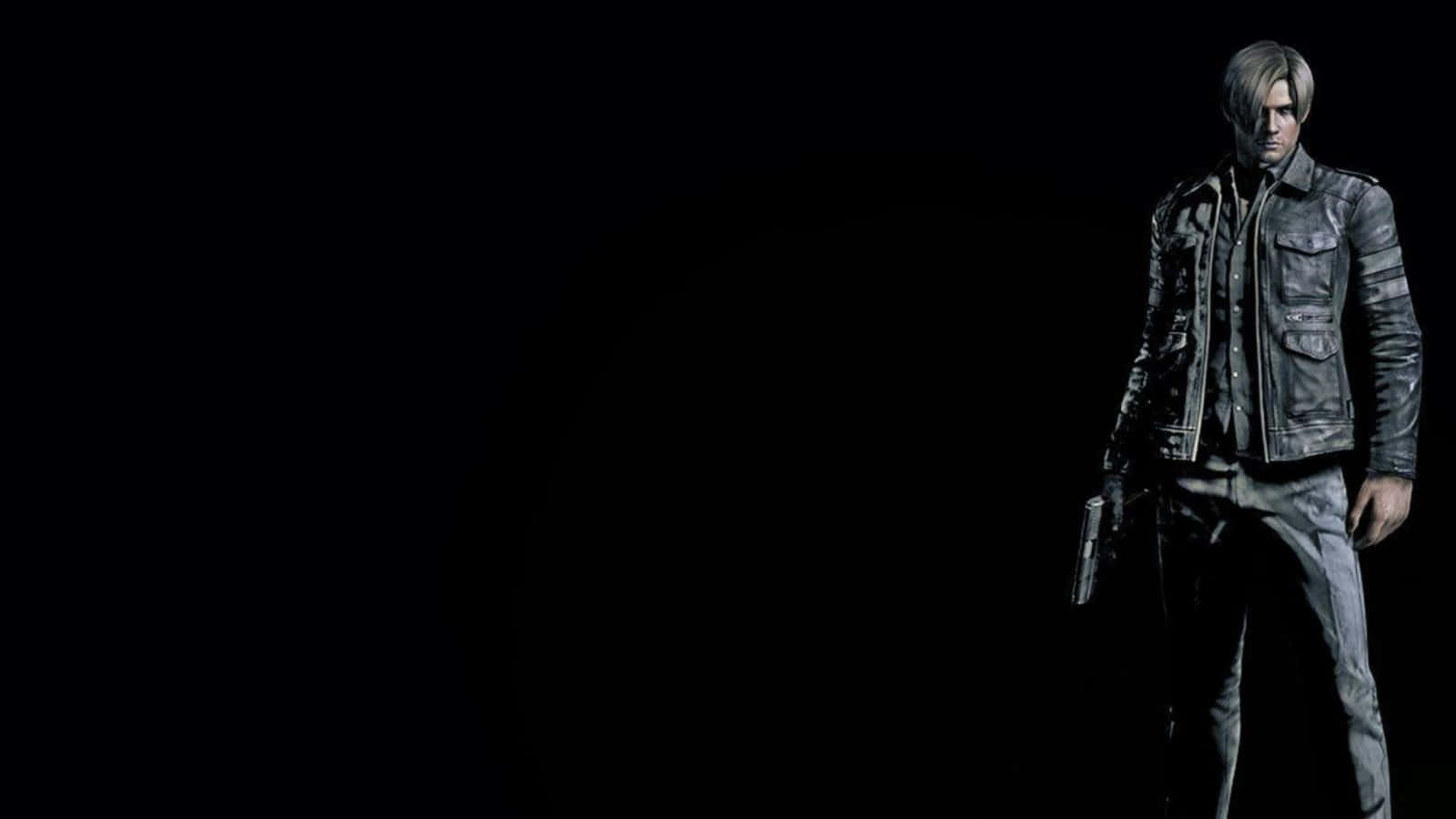 Leon S. Kennedy, dark leather jacket, handgun, HD Desktop Wallpaper