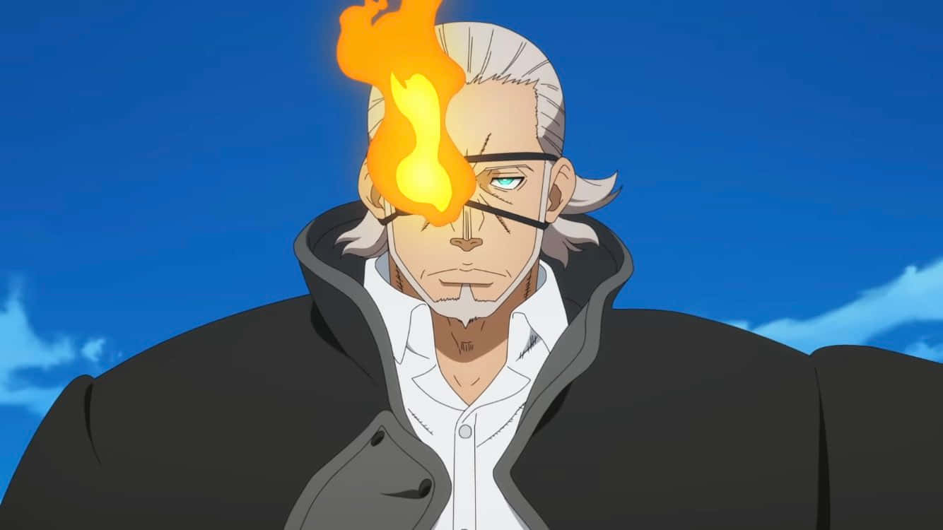 Leonard Burns, white hair, flaming eye patch, HD Desktop Wallpaper