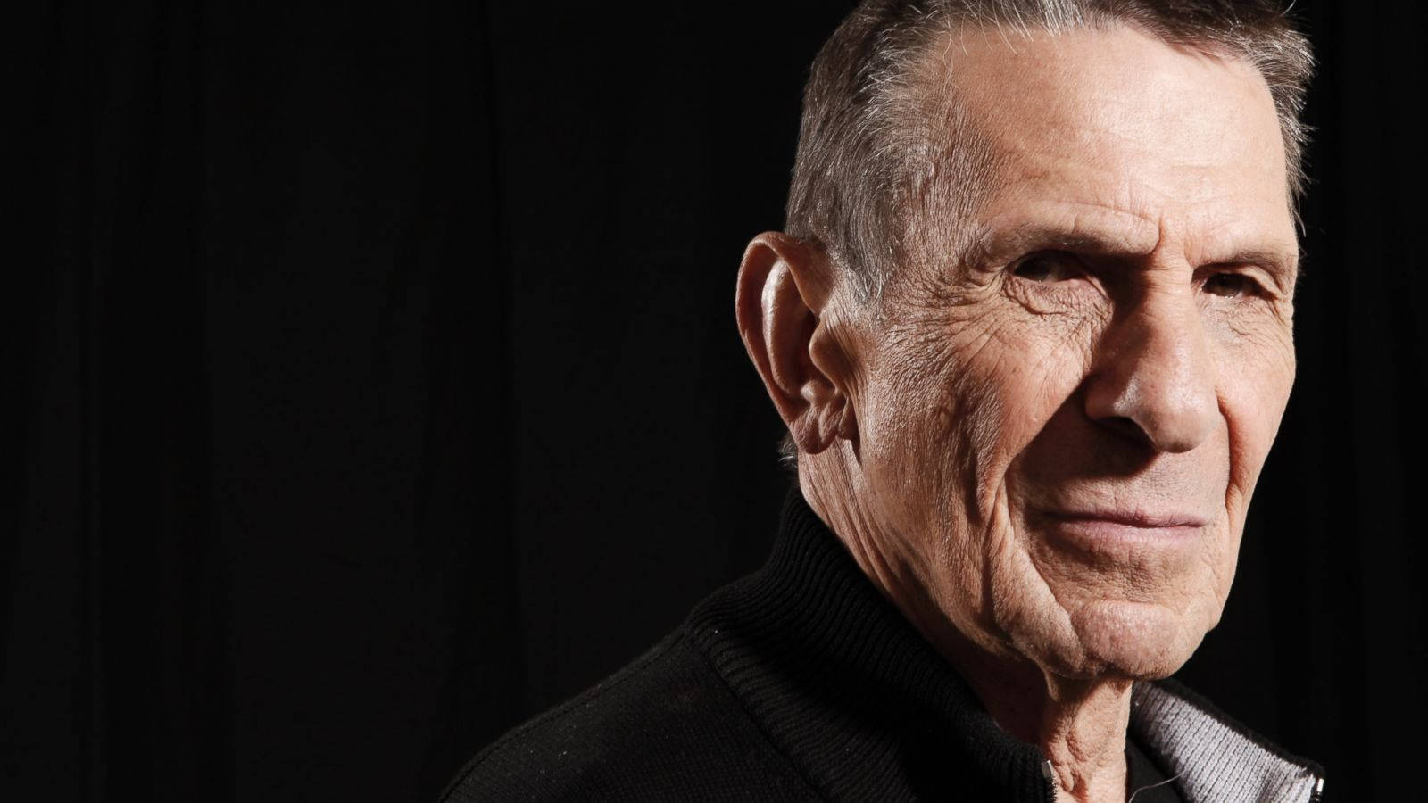 Leonard Nimoy, black background, close-up portrait, HD Desktop Wallpaper