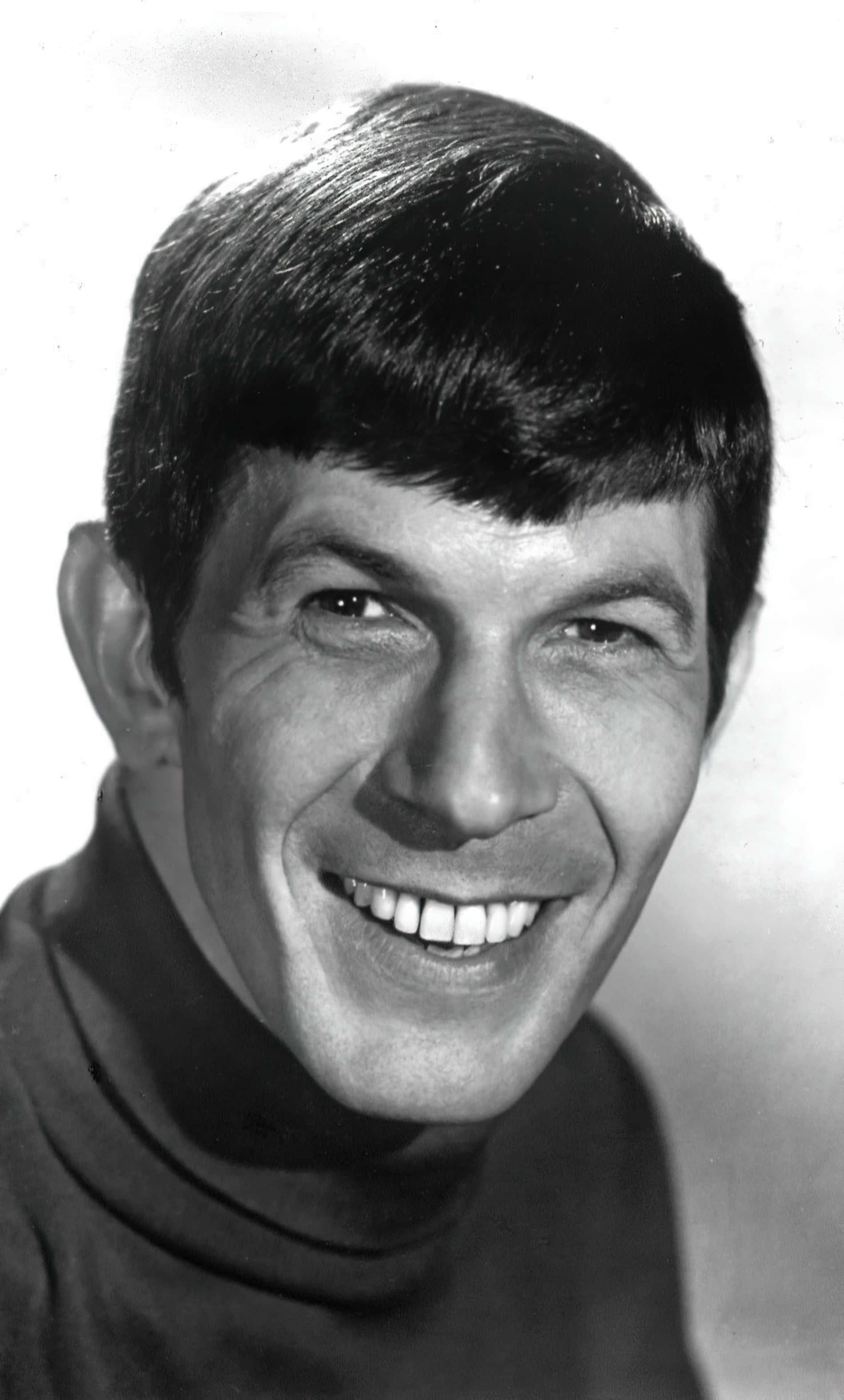 Leonard Nimoy, 1967, black and white portrait, 2K Phone Wallpaper