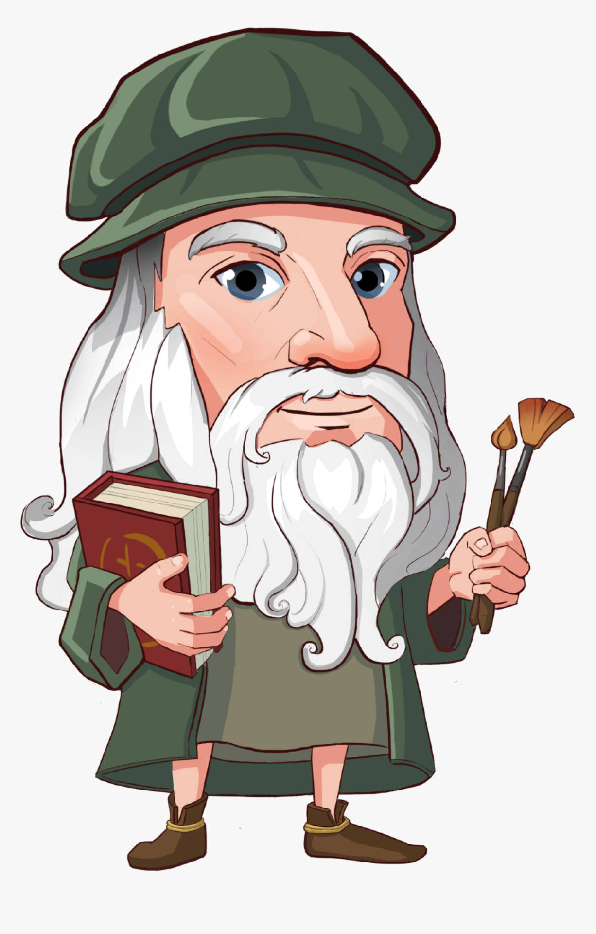 Leonardo Da Vinci, monochrome, green hat, Full HD Phone Wallpaper