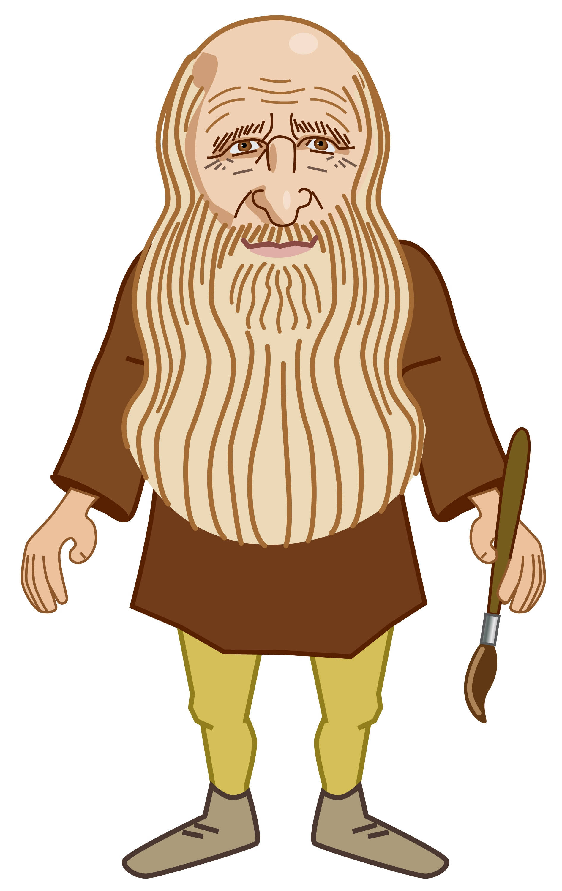Leonardo Da Vinci, long beard, paintbrush, 2K Phone Wallpaper