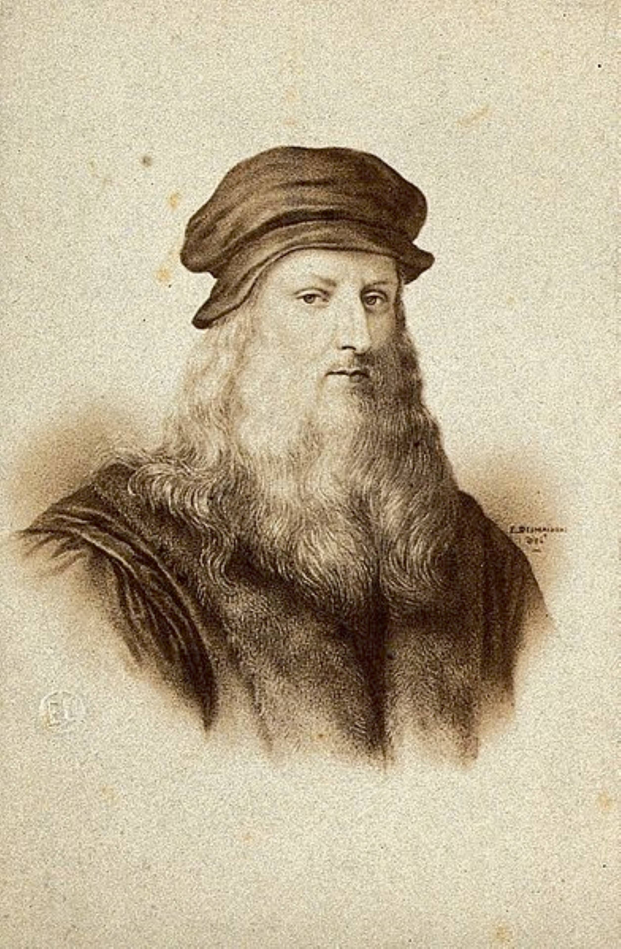 Leonardo Da Vinci, sepia, pencil shading, Full HD Phone Wallpaper