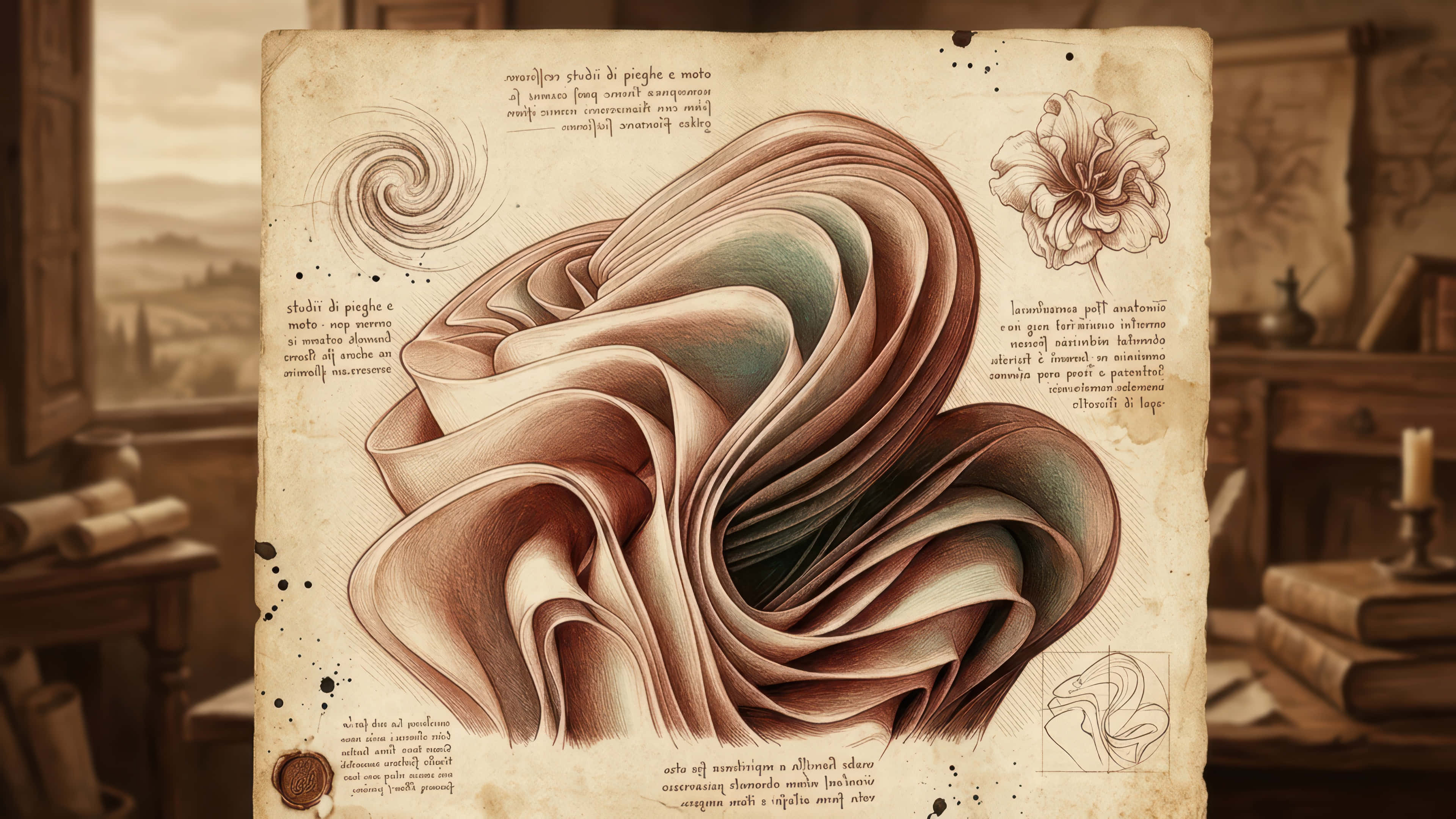 Leonardo, technicall sketch, bloom modded, 4K Desktop Wallpaper