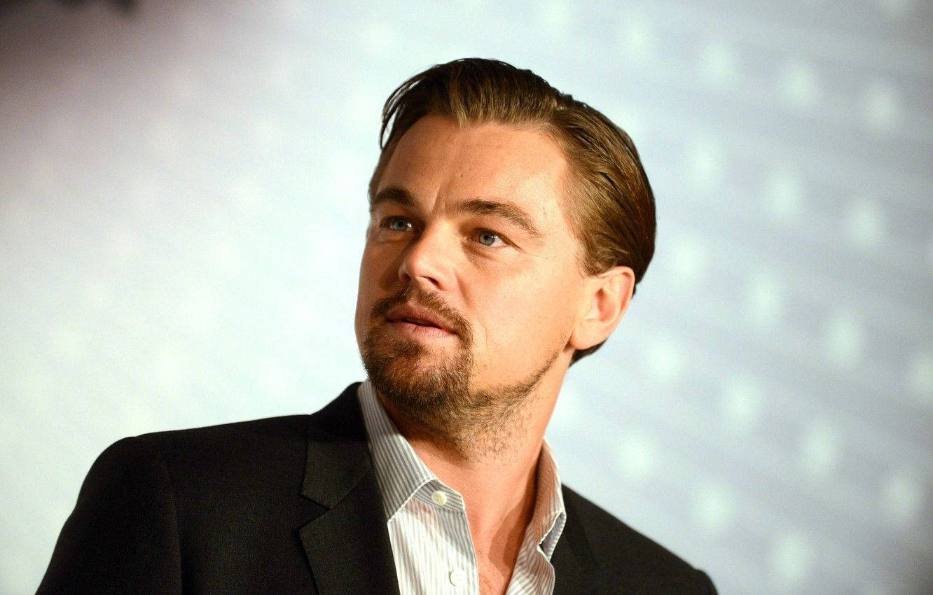 Leonardo DiCaprio, dark suit, striped shirt, HD Desktop Wallpaper