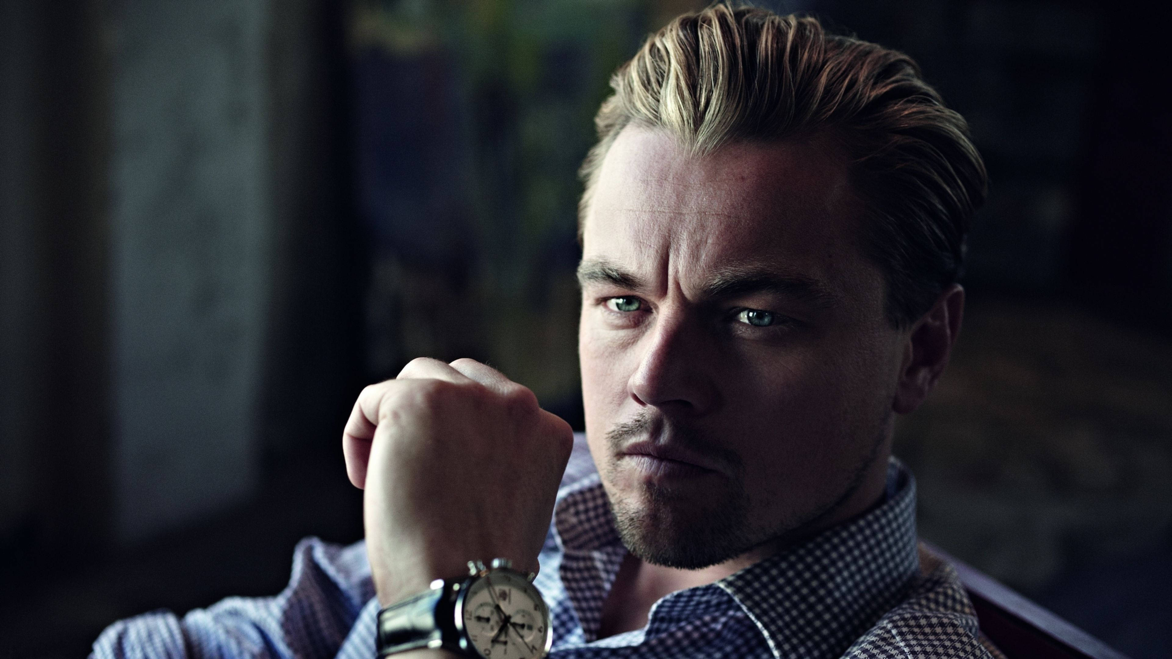 Leonardo DiCaprio, blond hair, green eyes, 4K Desktop Wallpaper