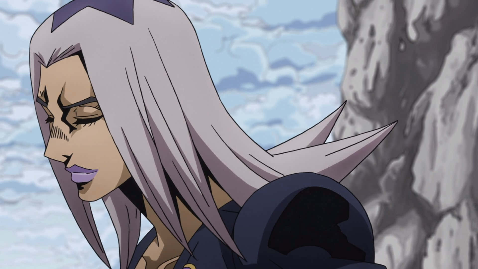 Leone Abbacchio, silver-haired, purple lips, Full HD Desktop Wallpaper