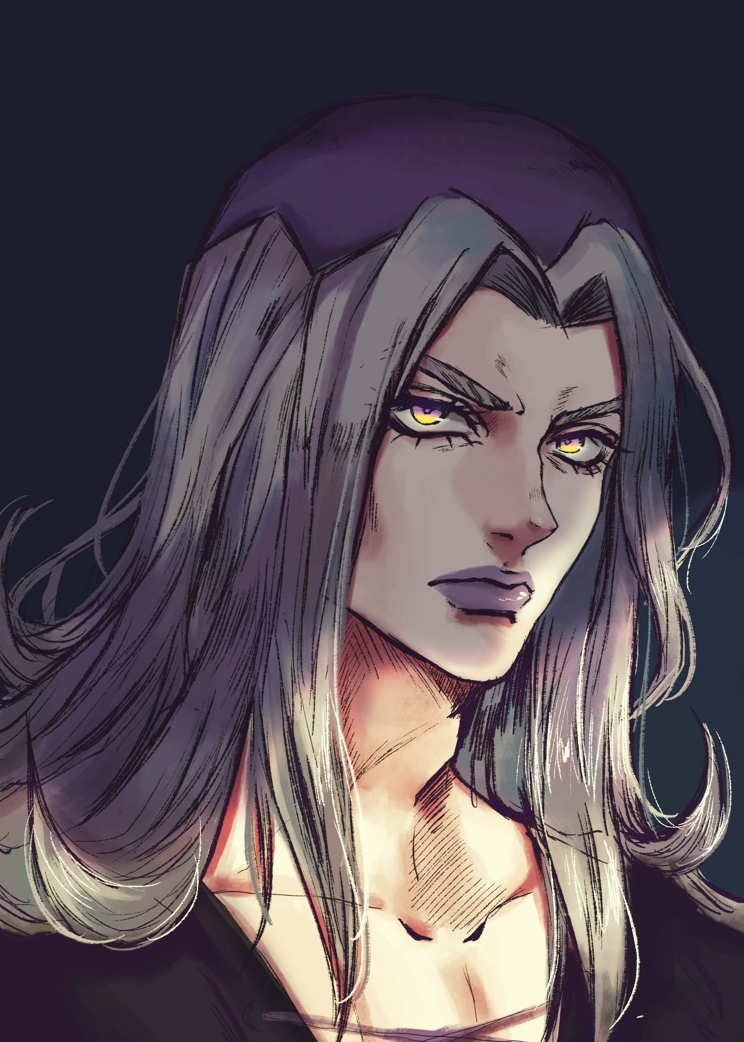 Leone Abbacchio, silver hair, glowing yellow eyes, 2K Phone Wallpaper