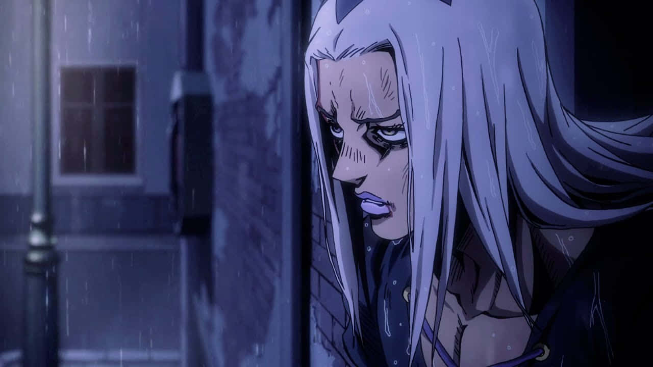 Leone Abbacchio, silver hair, rainy alleyway, HD Desktop Wallpaper