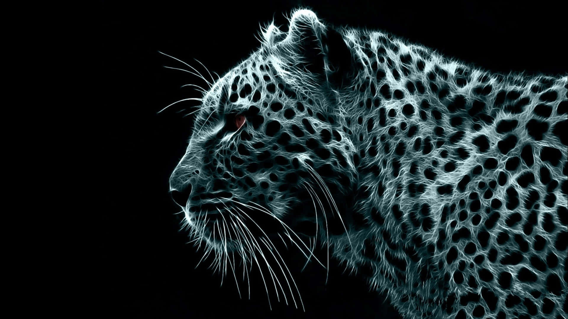 Neon Leopard Profile, glowing white leopard, electric blue highlights, Full HD Desktop Wallpaper