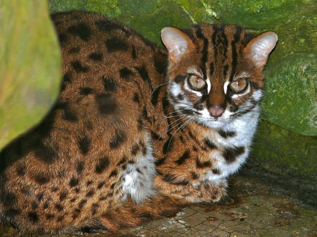 Leopard Cat, amber eyes, white markings, SD Desktop Wallpaper