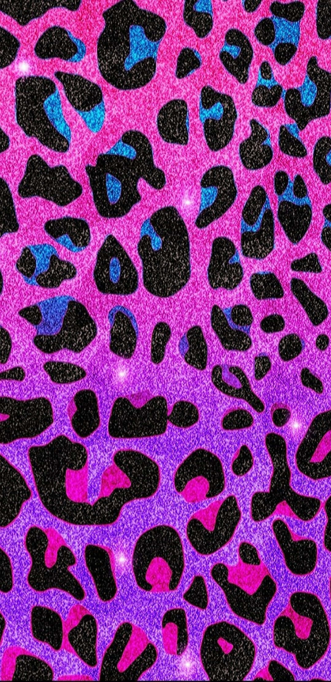 leopard pattern, pink purple gradient, black spots, Full HD Phone Wallpaper