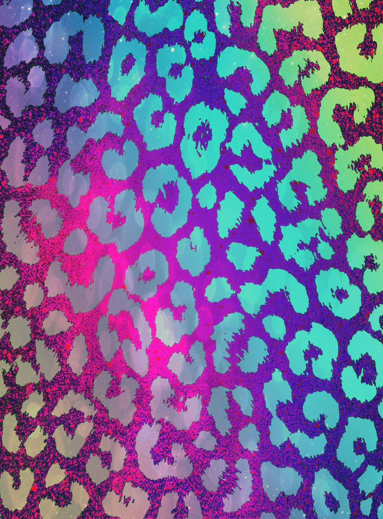 leopard pattern, neon leopard print, glittery texture, HD Phone Wallpaper